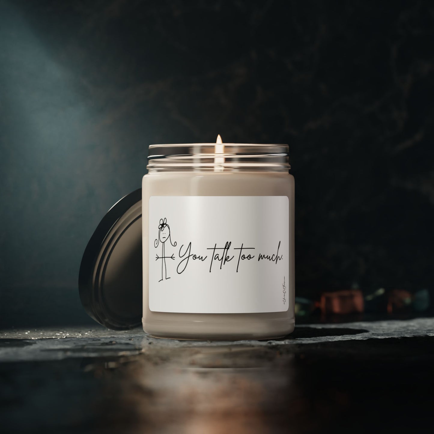 You Talk Too Much "Lighten Up!" Scented Soy Candle by ClaireOutThere - 9oz Fun Home Decor Gift