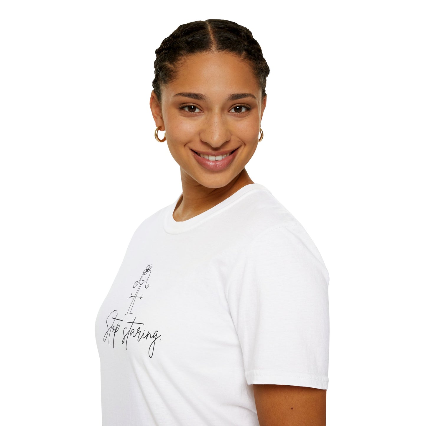 Stop Staring Unisex Softstyle T-Shirt - Funny Tee for from ClaireOutThere