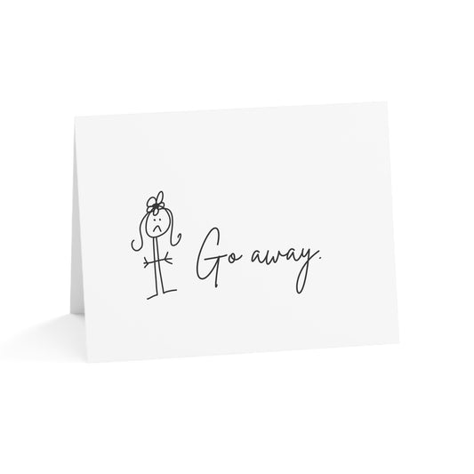 Go Away - Humorous Greeting Cards from ClaireOutThere (1, 10, 30, 50 pcs)